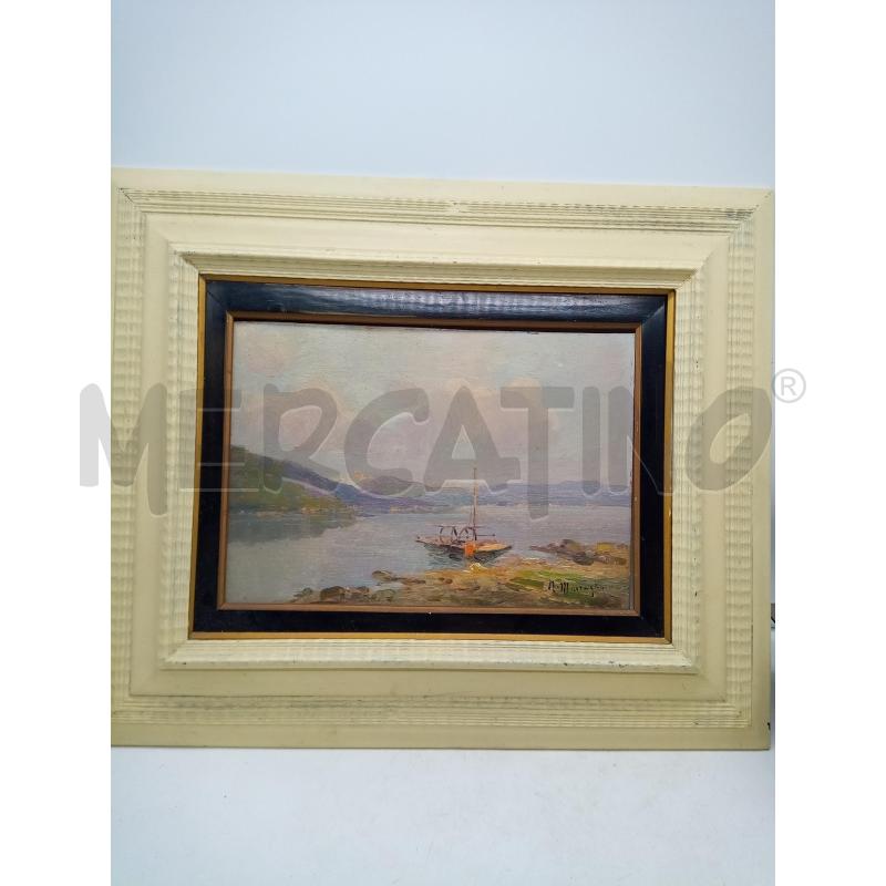 QUADRO OLIO SU TAV BARCA IN RIVA AL LAGO | Mercatino dell'Usato Roma porta maggiore 4