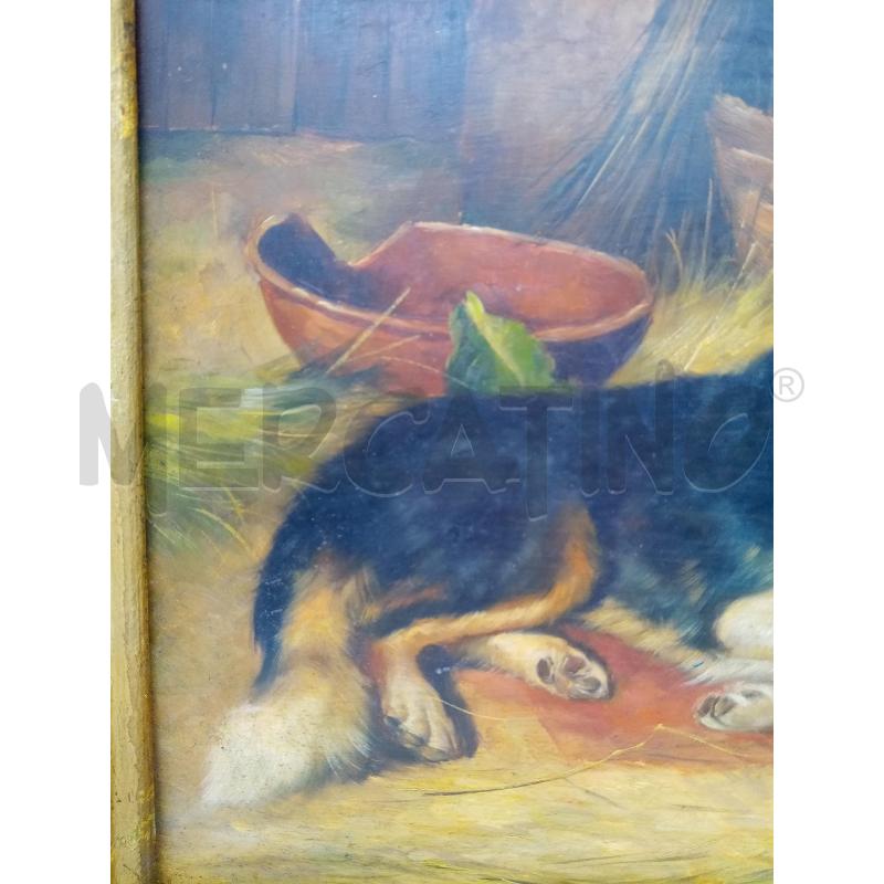 QUADRO OLIO SU TAV CANE CON AGNELLINO | Mercatino dell'Usato Roma porta maggiore 3