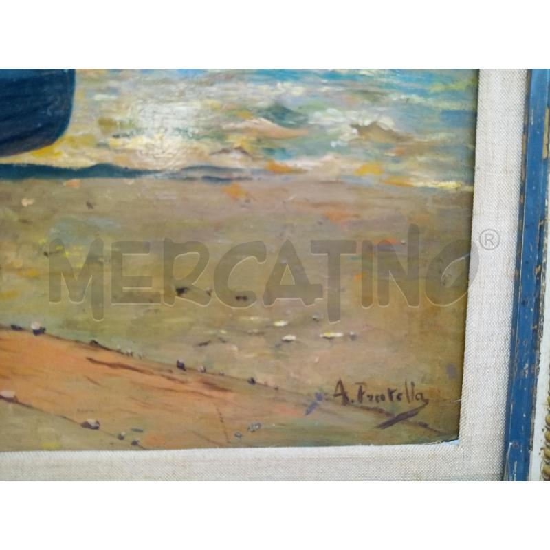 QUADRO OLIO SU TAV MARINA CON BARCA IN SPIAGGIA | Mercatino dell'Usato Roma porta maggiore 3