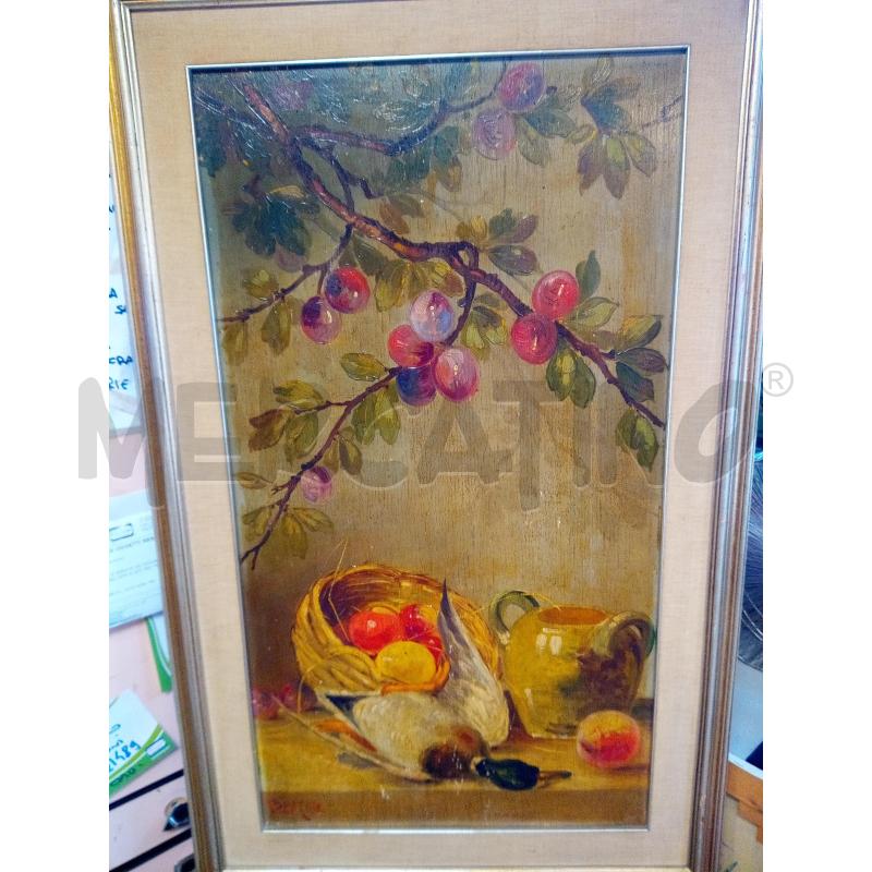 QUADRO OLIO SU TAV RAMO CON PRUGNE E ANATRA | Mercatino dell'Usato Roma porta maggiore 1