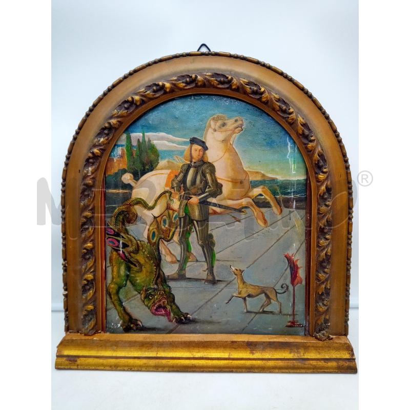 QUADRO OLIO SU TAV SAN GIORGIO E IL DRAGO | Mercatino dell'Usato Roma porta maggiore 1