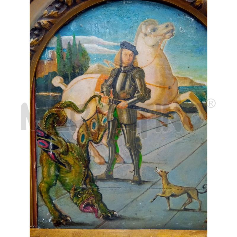 QUADRO OLIO SU TAV SAN GIORGIO E IL DRAGO | Mercatino dell'Usato Roma porta maggiore 2