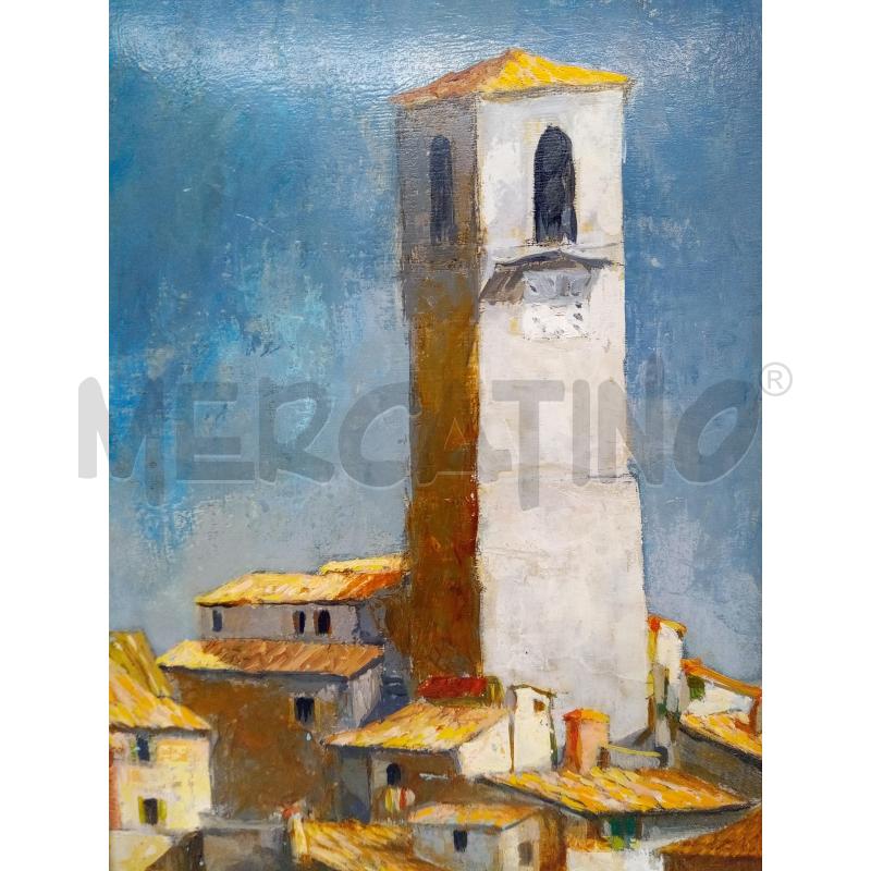 QUADRO OLIO SU TAV TETTI CON CAMPANILE | Mercatino dell'Usato Roma porta maggiore 2
