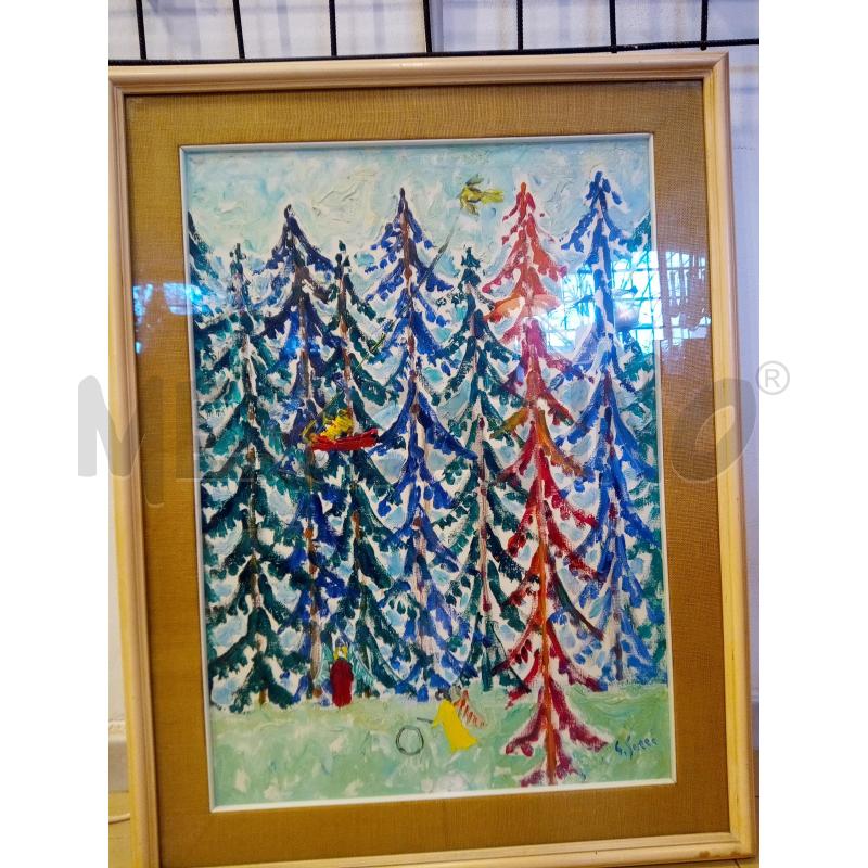 QUADRO OLIO SU TELA ABETI  | Mercatino dell'Usato Roma porta maggiore 3