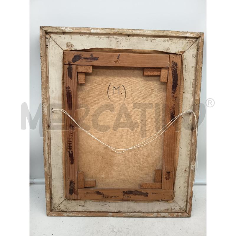 QUADRO OLIO SU TELA ANZIANO CONTRABBASSO E OMBRELLO ROSSO DIFETTI  | Mercatino dell'Usato Roma porta maggiore 5