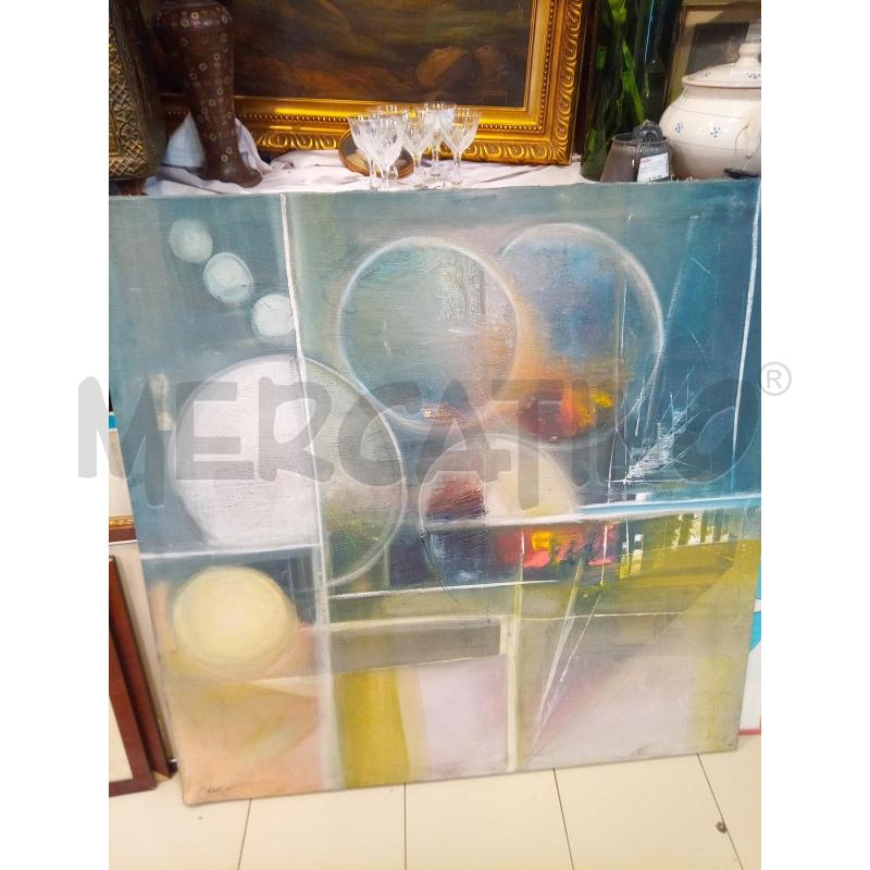 QUADRO OLIO SU TELA ASTRATTO CERCHI E GEOMETRIE | Mercatino dell'Usato Roma porta maggiore 1