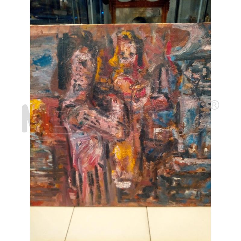 QUADRO OLIO SU TELA ASTRATTO FIGURE  | Mercatino dell'Usato Roma porta maggiore 1