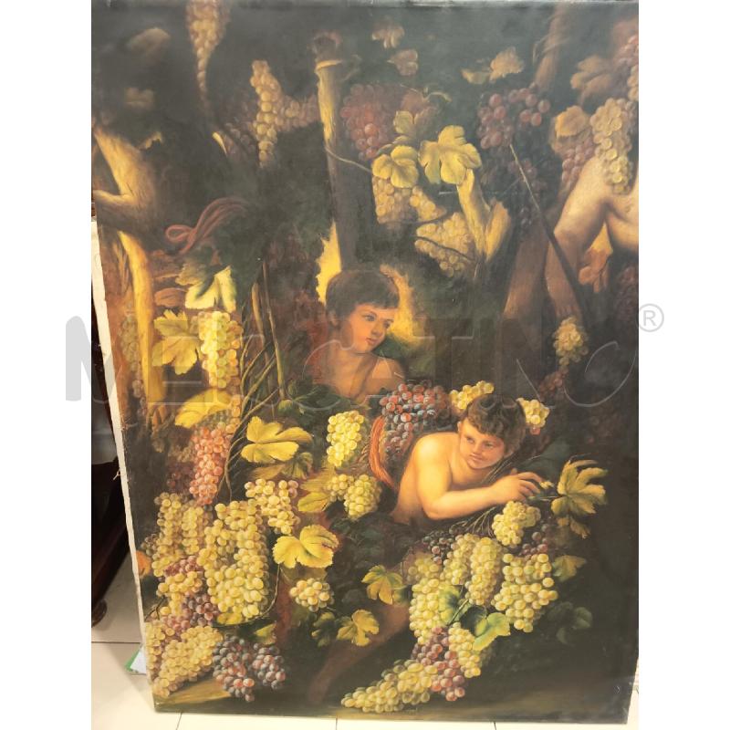 QUADRO OLIO SU TELA BACCANALIA CON PUTTI | Mercatino dell'Usato Roma porta maggiore 1