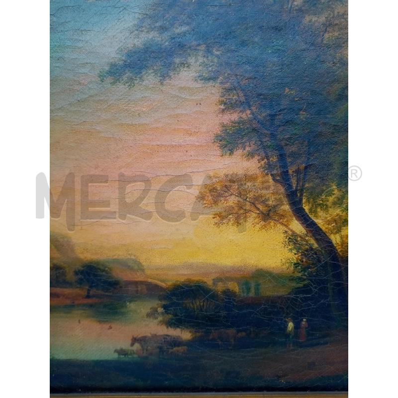 QUADRO OLIO SU TELA CAMPAGNA AL TRAMONTO  | Mercatino dell'Usato Roma porta maggiore 2