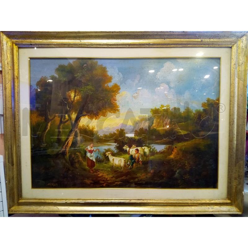 QUADRO OLIO SU TELA CAMPAGNA ROMANA CON CAPRETTE | Mercatino dell'Usato Roma porta maggiore 1