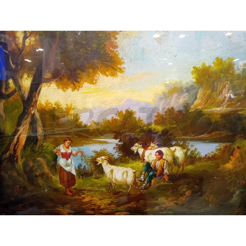 QUADRO OLIO SU TELA CAMPAGNA ROMANA CON CAPRETTE | Mercatino dell'Usato Roma porta maggiore 2