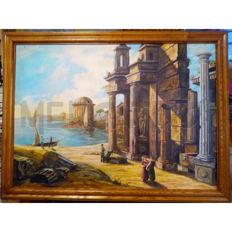 QUADRO OLIO SU TELA CAPRICCIO ARCHITETTONICO VEDUTA MARE | Mercatino dell'Usato Roma porta maggiore 1