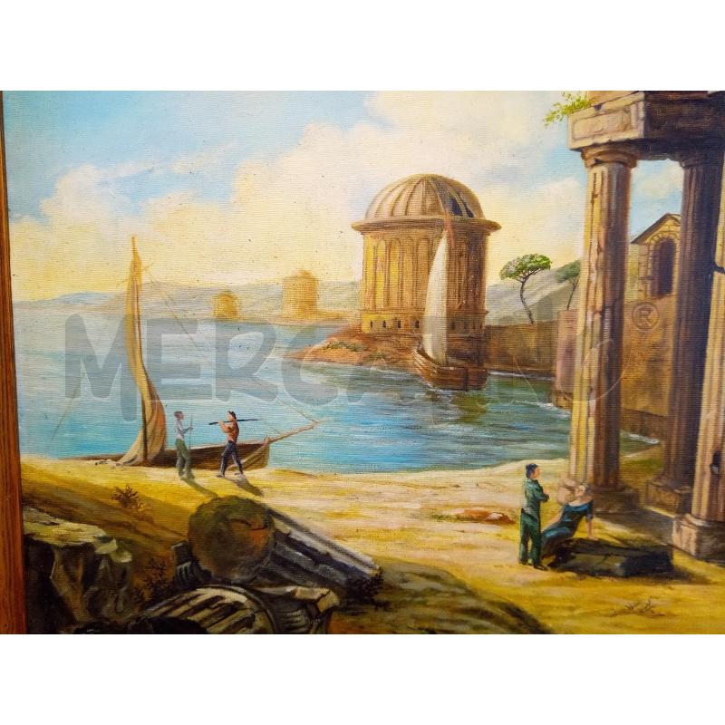 QUADRO OLIO SU TELA CAPRICCIO ARCHITETTONICO VEDUTA MARE | Mercatino dell'Usato Roma porta maggiore 3