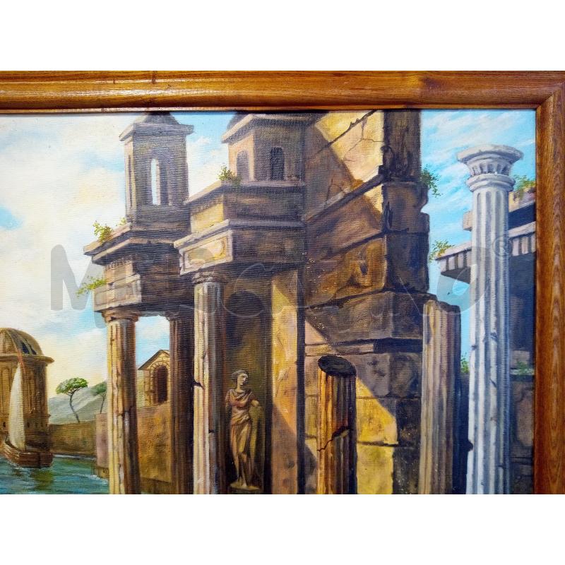 QUADRO OLIO SU TELA CAPRICCIO ARCHITETTONICO VEDUTA MARE | Mercatino dell'Usato Roma porta maggiore 4