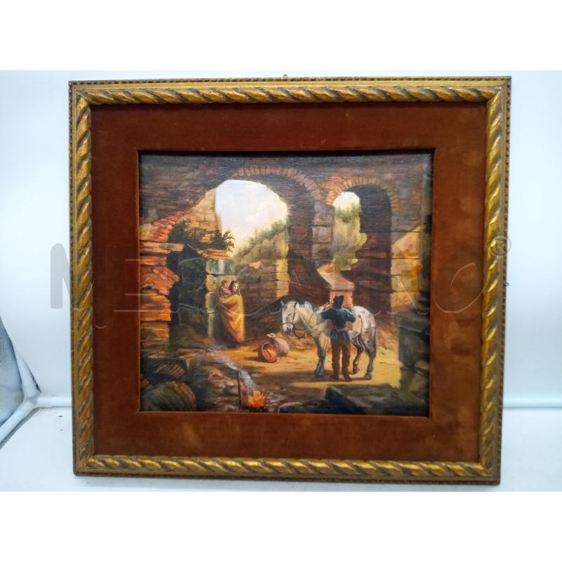 QUADRO OLIO SU TELA CONTADINI TRA LE ROVINE | Mercatino dell'Usato Roma porta maggiore 1