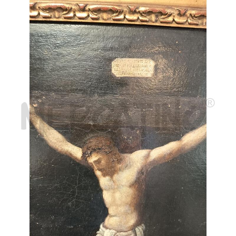QUADRO OLIO SU TELA CROCIFISSIONE E SANTI | Mercatino dell'Usato Roma porta maggiore 2