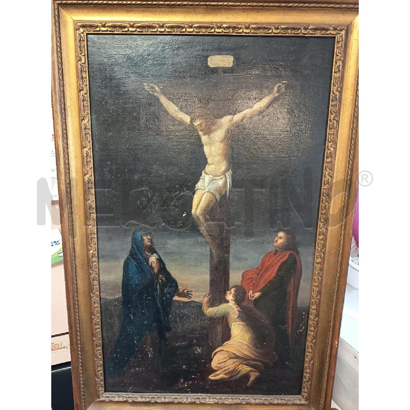 QUADRO OLIO SU TELA CROCIFISSIONE E SANTI | Mercatino dell'Usato Roma porta maggiore 3