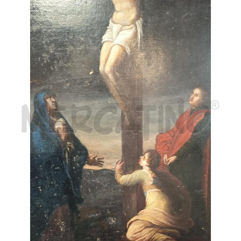 QUADRO OLIO SU TELA CROCIFISSIONE E SANTI | Mercatino dell'Usato Roma porta maggiore 4