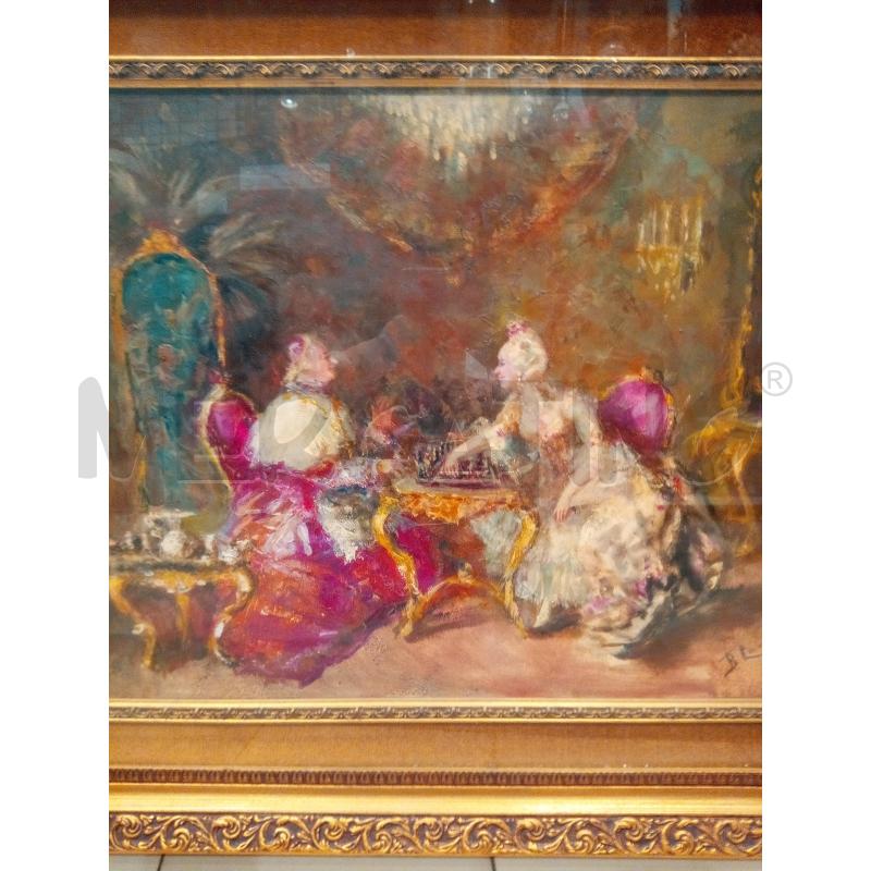 QUADRO OLIO SU TELA DAMA CON CARDINALE | Mercatino dell'Usato Roma porta maggiore 2