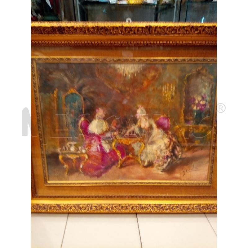 QUADRO OLIO SU TELA DAMA CON CARDINALE | Mercatino dell'Usato Roma porta maggiore 4