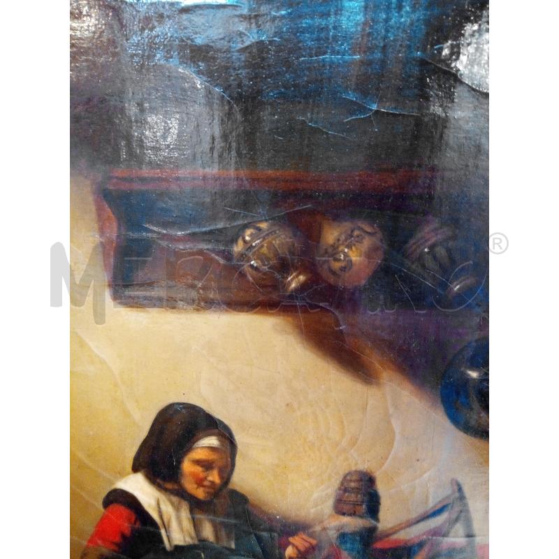 QUADRO OLIO SU TELA DONNA ARCOLAIO | Mercatino dell'Usato Roma porta maggiore 3