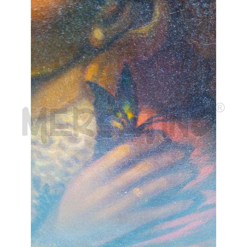 QUADRO OLIO SU TELA DONNA CON FARFALLA | Mercatino dell'Usato Roma porta maggiore 3