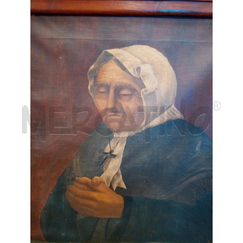 QUADRO OLIO SU TELA DONNA IN PREGHIERA EPOCA | Mercatino dell'Usato Roma porta maggiore 3