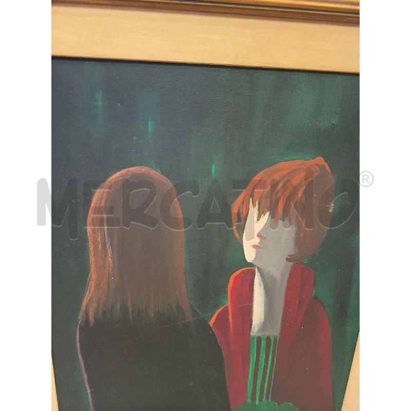 QUADRO OLIO SU TELA DUE DONNE CON ROSE | Mercatino dell'Usato Roma porta maggiore 4