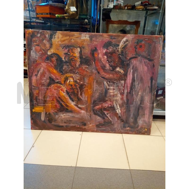 QUADRO OLIO SU TELA FIGURE CHE DISCUTONO | Mercatino dell'Usato Roma porta maggiore 1