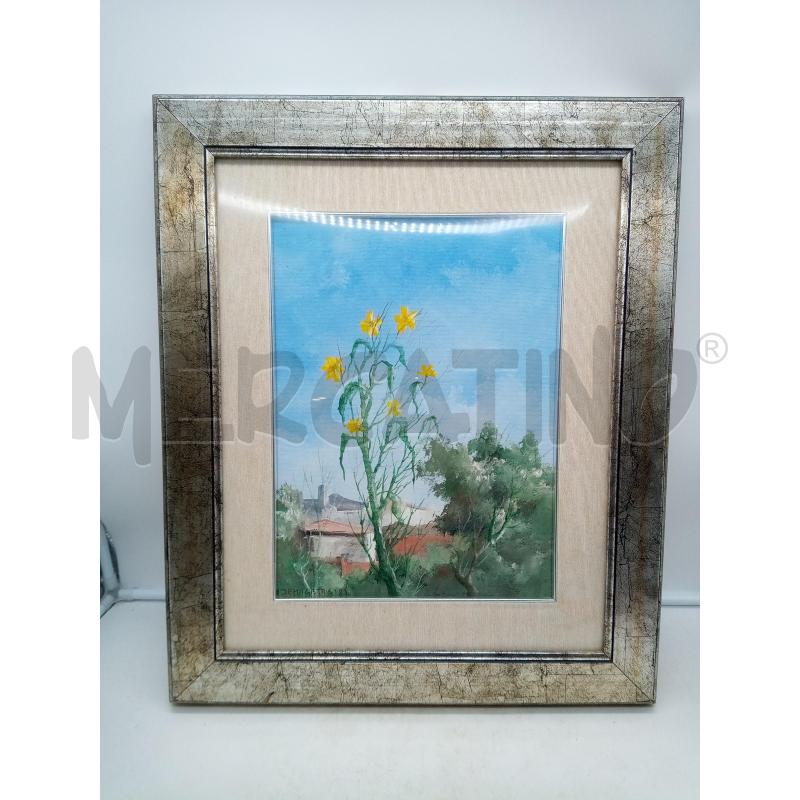 QUADRO OLIO SU TELA FIORI GIALLI CIELO BLU | Mercatino dell'Usato Roma porta maggiore 1
