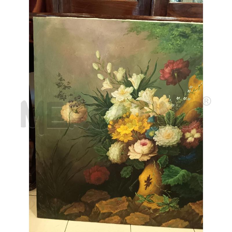 QUADRO OLIO SU TELA FIORI NELLA FORESTA | Mercatino dell'Usato Roma porta maggiore 3
