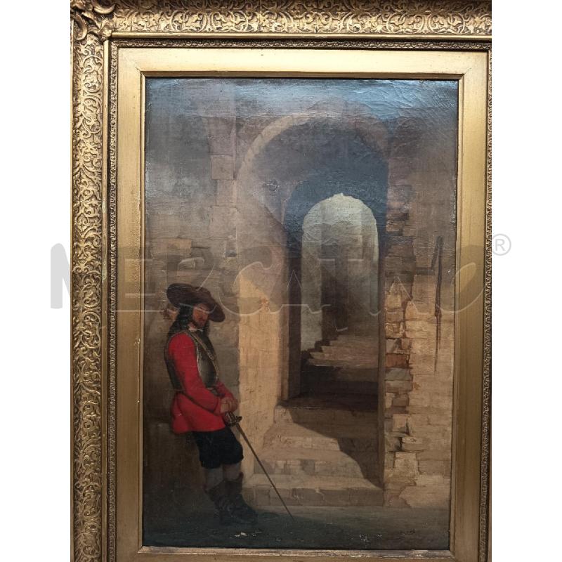 QUADRO OLIO SU TELA GUARDIA IN UNIFORME E ARCO  | Mercatino dell'Usato Roma porta maggiore 2