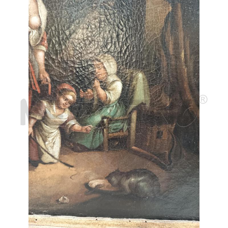 QUADRO OLIO SU TELA INTERNO RUSTICO SCUOLA FIAMMINGA EPOCA  | Mercatino dell'Usato Roma porta maggiore 3