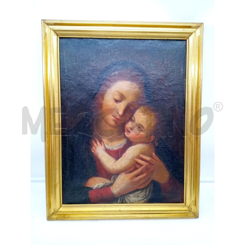 QUADRO OLIO SU TELA MADONNA CON IL BAMBINO EPOCA  | Mercatino dell'Usato Roma porta maggiore 1