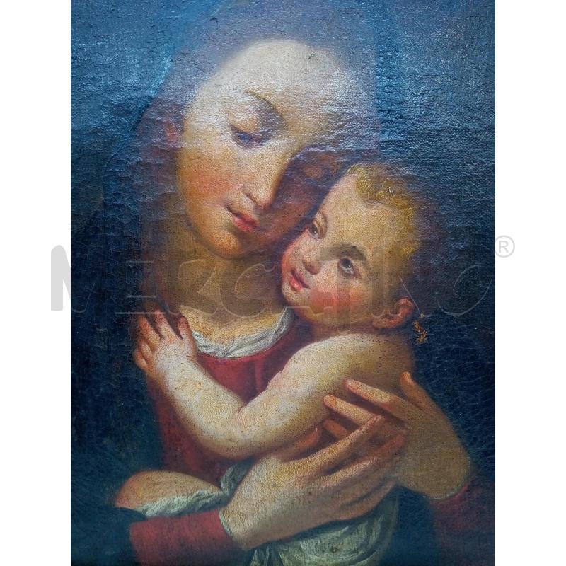 QUADRO OLIO SU TELA MADONNA CON IL BAMBINO EPOCA  | Mercatino dell'Usato Roma porta maggiore 2