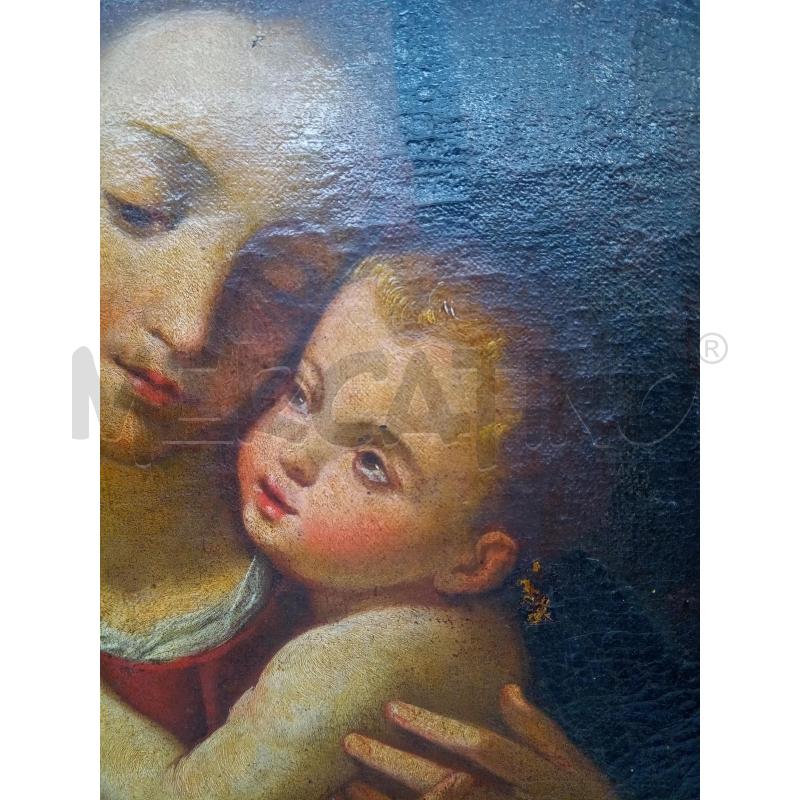 QUADRO OLIO SU TELA MADONNA CON IL BAMBINO EPOCA  | Mercatino dell'Usato Roma porta maggiore 4