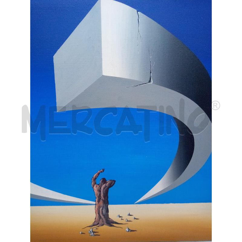 QUADRO OLIO SU TELA METAFISICO UOMO ALBERO | Mercatino dell'Usato Roma porta maggiore 2