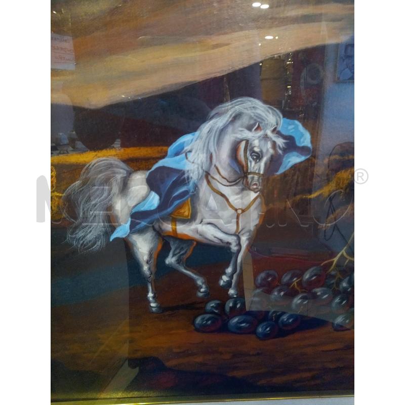 QUADRO OLIO SU TELA NATURA MORTA E CAVALLO | Mercatino dell'Usato Roma porta maggiore 2