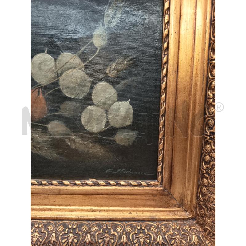 QUADRO OLIO SU TELA NATURA MORTA FONDO NERO  | Mercatino dell'Usato Roma porta maggiore 2