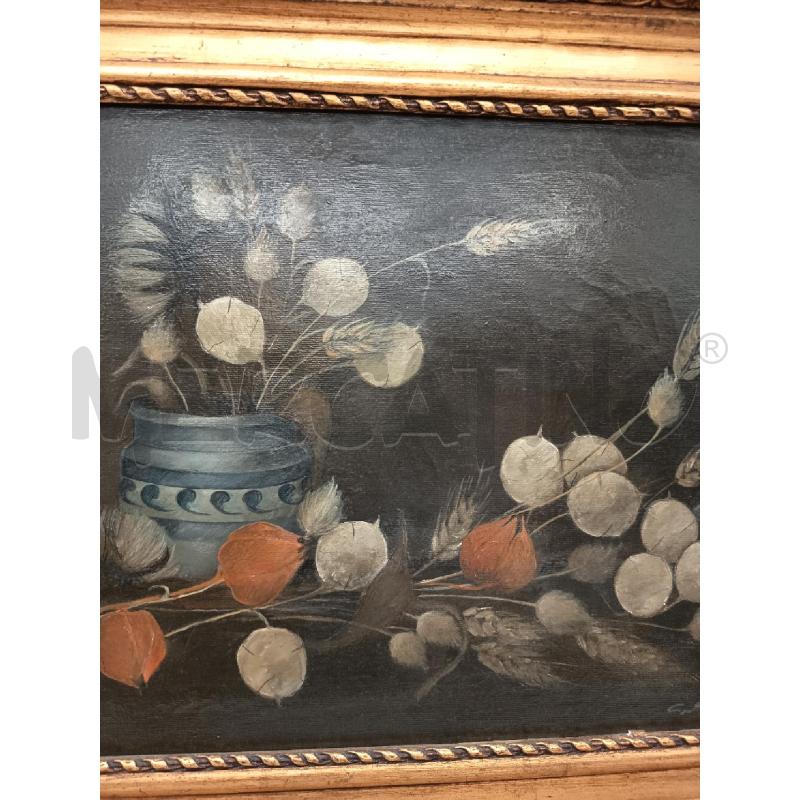 QUADRO OLIO SU TELA NATURA MORTA FONDO NERO  | Mercatino dell'Usato Roma porta maggiore 4