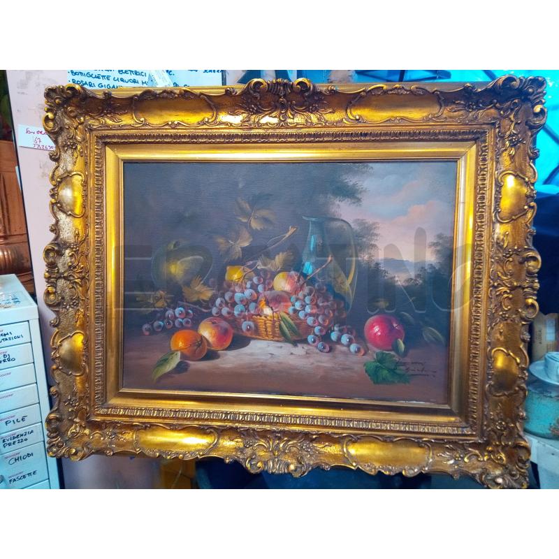 QUADRO OLIO SU TELA NATURA MORTA FRUTTA BROCCA | Mercatino dell'Usato Roma porta maggiore 1