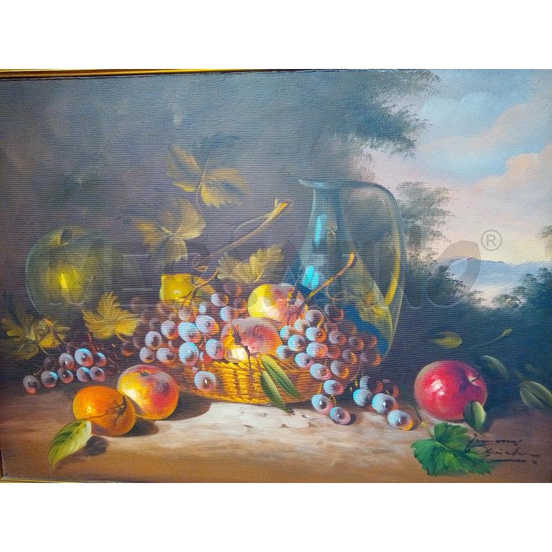 QUADRO OLIO SU TELA NATURA MORTA FRUTTA BROCCA | Mercatino dell'Usato Roma porta maggiore 2