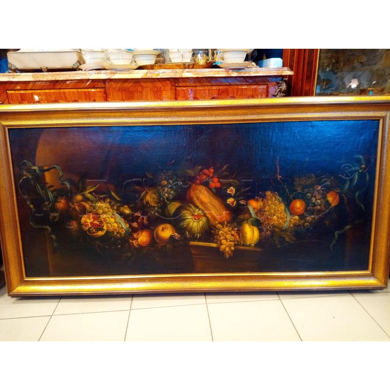 QUADRO OLIO SU TELA NAT MORTA FRUTTA VERDURA | Mercatino dell'Usato Roma porta maggiore 1