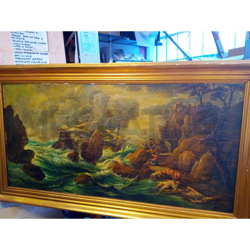 QUADRO OLIO SU TELA NAUFRAGIO EPOCA | Mercatino dell'Usato Roma porta maggiore 1