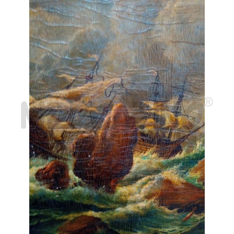 QUADRO OLIO SU TELA NAUFRAGIO EPOCA | Mercatino dell'Usato Roma porta maggiore 2