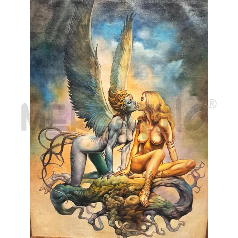 QUADRO OLIO SU TELA NUDI FEMMILINILI  | Mercatino dell'Usato Roma porta maggiore 2