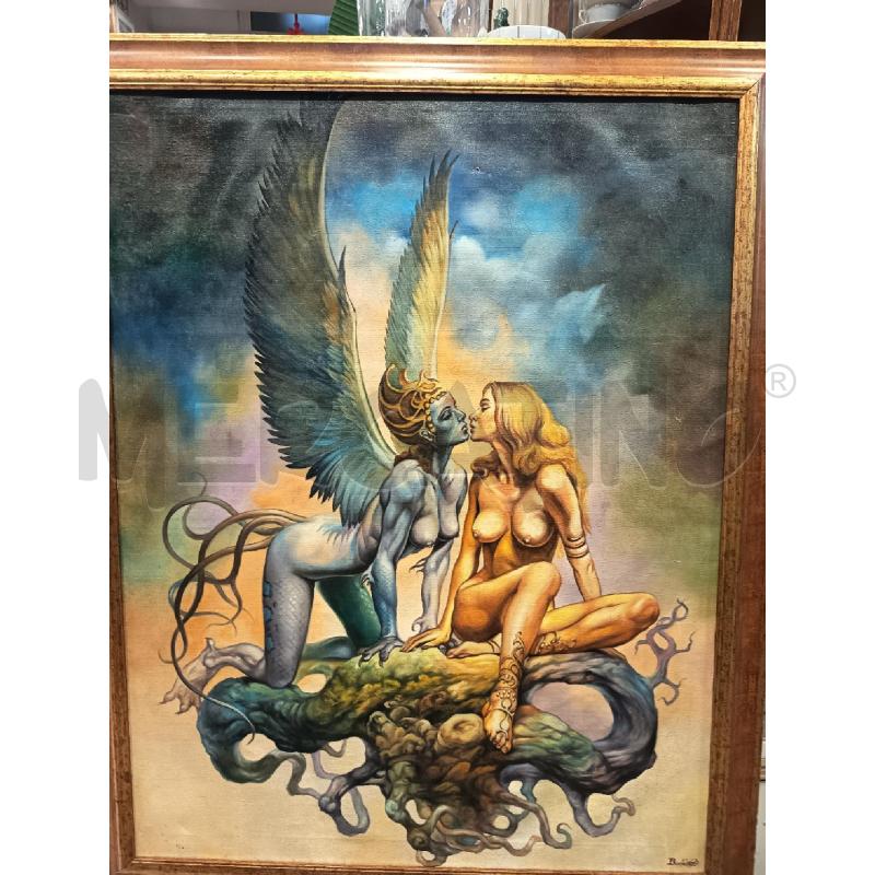 QUADRO OLIO SU TELA NUDI FEMMILINILI  | Mercatino dell'Usato Roma porta maggiore 3
