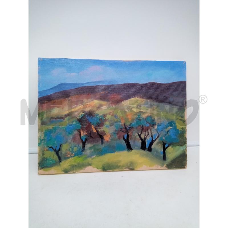 QUADRO OLIO SU TELA PAESAGGIO ALBERATO  | Mercatino dell'Usato Roma porta maggiore 1