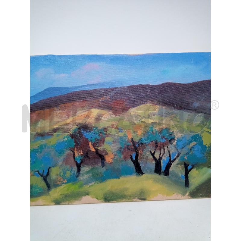 QUADRO OLIO SU TELA PAESAGGIO ALBERATO  | Mercatino dell'Usato Roma porta maggiore 2