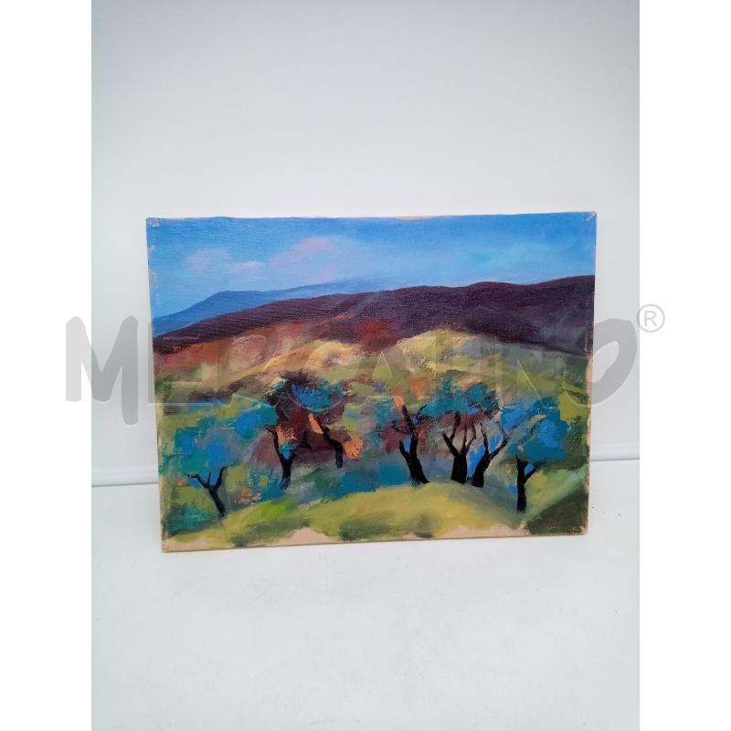 QUADRO OLIO SU TELA PAESAGGIO ALBERATO  | Mercatino dell'Usato Roma porta maggiore 3